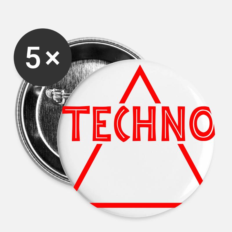 | de musique techno Couleur modifiable - Lot de 5 petits badges (25 mm) - blanc