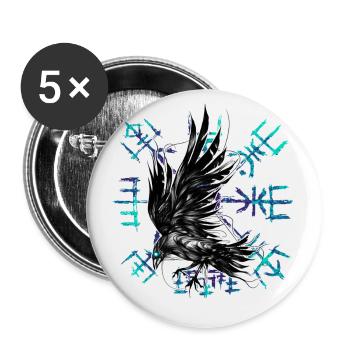 Müllrabe Wikinger Vegvisir - Buttons klein 25 mm (5er Pack) - Weiß - Vorne