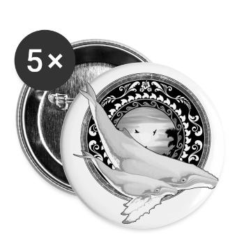 Humpback Whale Hawaiian - Buttons small 1''/25 mm (5-pack) - white - Front