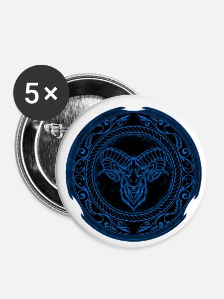Wikinger Widder Aries - Buttons klein 25 mm (5er Pack) - Weiß