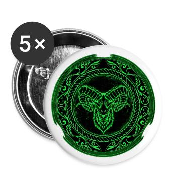 Wikinger Widder Aries - Buttons klein 25 mm (5er Pack) - Weiß - Vorne