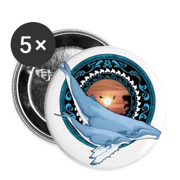 Humpback Whale Hawaiian - Buttons small 1''/25 mm (5-pack) - white - Front
