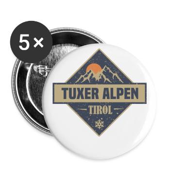 tuxer Alpen - Buttons klein 25 mm (5er Pack) - Weiß - Vorne
