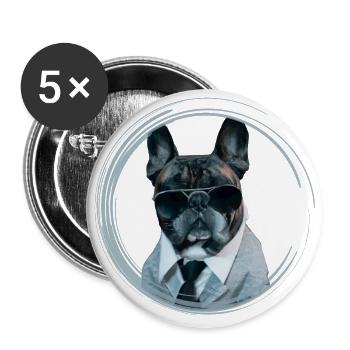 Mignon tyran de style mafia français bouledogue - Lot de 5 petits badges (25 mm) - blanc - Devant