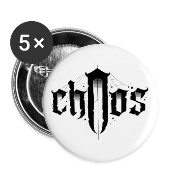 Chaos trash lettrage - Lot de 5 petits badges (25 mm) - blanc - Devant
