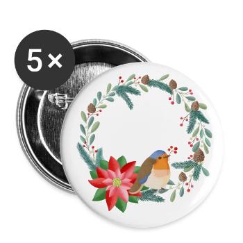 Christmas wreath can be personalized with your text - Buttons small 1''/25 mm (5-pack) - white - Front