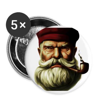 vieux marin à barbe, marins de pipe naviguent en mer - Lot de 5 petits badges (25 mm) - blanc - Devant