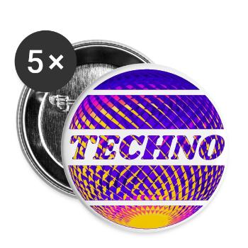 Techno Music, Raver Design - Buttons small 1''/25 mm (5-pack) - white - Front