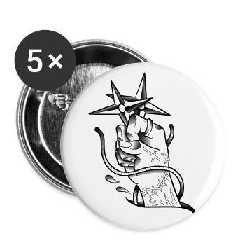 Hand ninja shuriken old-school tattoo art - Buttons small 1''/25 mm (5-pack) - white - Front
