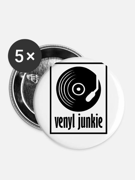 venyl junkie - Buttons klein 25 mm (5er Pack) - Weiß