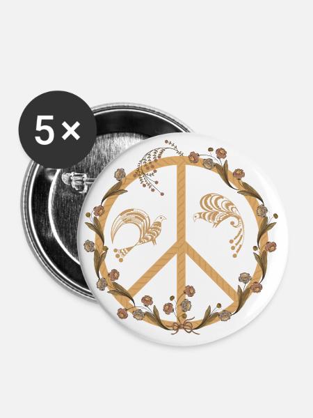 FRIEDE! - Buttons klein 25 mm (5er Pack) - Weiß