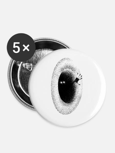 Schwarzes Loch Monster - Buttons klein 25 mm (5er Pack) - Weiß