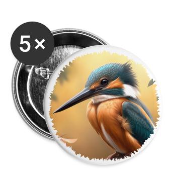 The colorful kingfishers live on clear rivers - Buttons small 1''/25 mm (5-pack) - white - Front