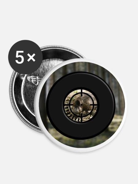 Ein Keiler durch das Zielfernrohr - Buttons klein 25 mm (5er Pack) - Weiß