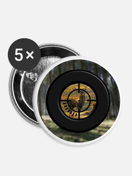 Ein Hirsch durch das Zielfernrohr - Buttons klein 25 mm (5er Pack) - Weiß
