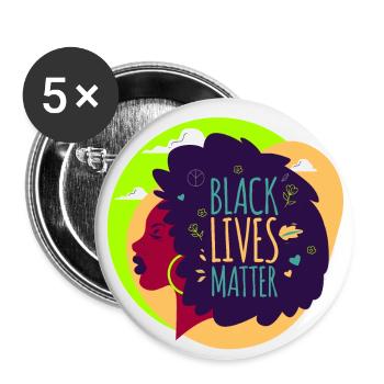 Black Lives Matter - Lot de 5 petits badges (25 mm) - blanc - Devant