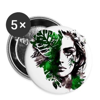 Belles plantes dame comme croquis à l’encre - Lot de 5 petits badges (25 mm) - blanc - Devant