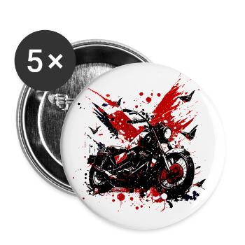 Cooles Vintage Motorrad Chopper Trash Polka Style - Buttons klein 25 mm (5er Pack) - Weiß - Vorne