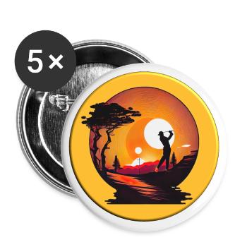 Golfball, mit möglichst wenigen Schlägen ins Loch - Buttons klein 25 mm (5er Pack) - Weiß - Vorne