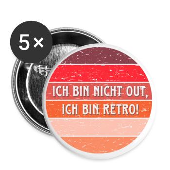 ich bin nicht out - ich bin retro - Buttons klein 25 mm (5er Pack) - Weiß - Vorne