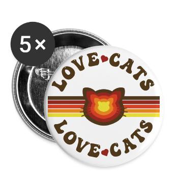 Retro Vibe Love Cats - Buttons klein 25 mm (5er Pack) - Weiß - Vorne