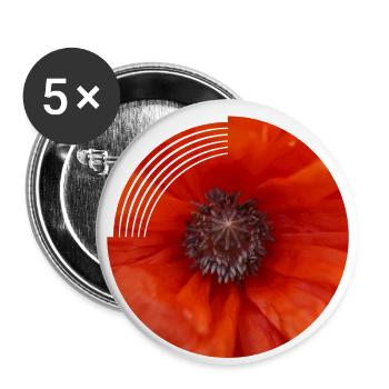 Roter Mohn ist ein Symbol für gefallene Soldaten - Buttons klein 25 mm (5er Pack) - Weiß - Vorne