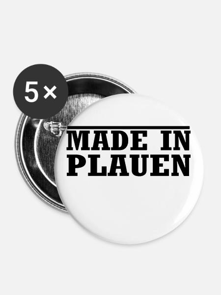 Plauen - Buttons klein 25 mm (5er Pack) - Weiß