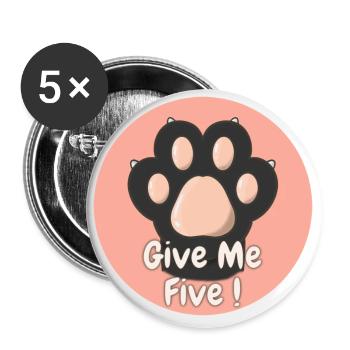 Gib mir fünf schwarze Katzenpfoten - Buttons klein 25 mm (5er Pack) - Weiß - Vorne