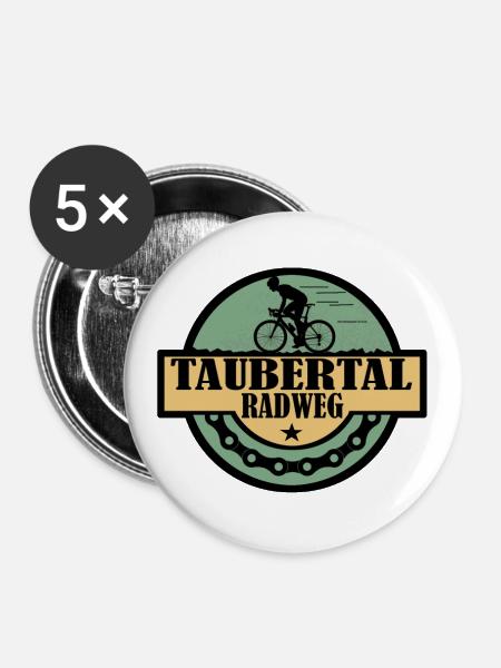 Taubertal Radweg - Buttons klein 25 mm (5er Pack) - Weiß