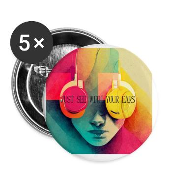 Artwork Sehen hören - Buttons klein 25 mm (5er Pack) - Weiß - Vorne