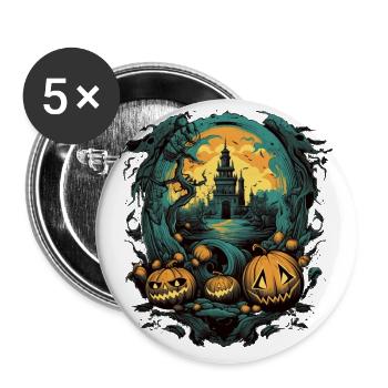 Halloween - Lot de 5 petits badges (25 mm) - blanc - Devant