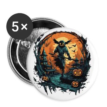 Halloween - Lot de 5 petits badges (25 mm) - blanc - Devant