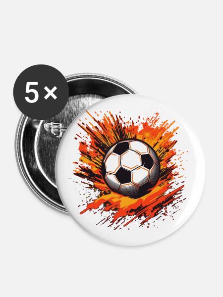 Fußball Ball - Buttons klein 25 mm (5er Pack) - Weiß
