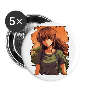 Anime Girl - Lot de 5 petits badges (25 mm) - blanc - Devant