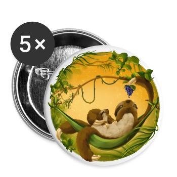 Sloth Mama & Baby - Buttons small 1''/25 mm (5-pack) - white - Front
