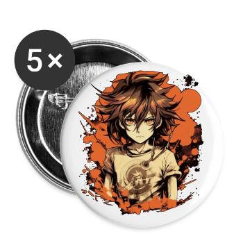 Anime Boy - Buttons klein 25 mm (5er Pack) - Weiß - Vorne