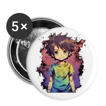 Anime Boy - Buttons klein 25 mm (5er Pack) - Weiß - Vorne