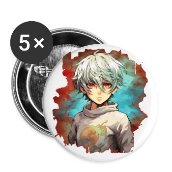 Anime Boy - Buttons klein 25 mm (5er Pack) - Weiß - Vorne