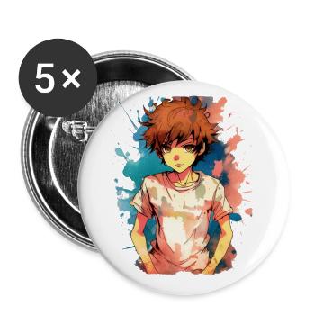 Anime Boy - Buttons klein 25 mm (5er Pack) - Weiß - Vorne