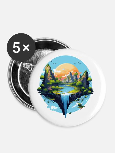 Landschaft - Buttons klein 25 mm (5er Pack) - Weiß