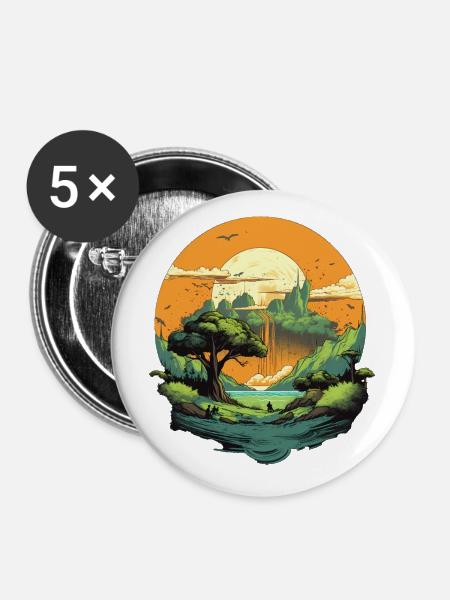 Landschaft - Buttons klein 25 mm (5er Pack) - Weiß