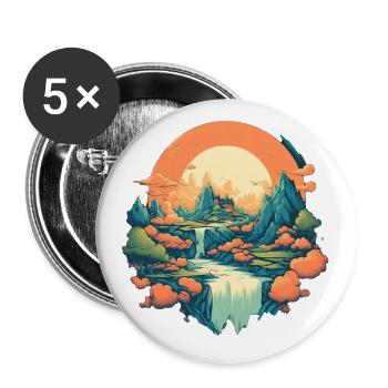 Landscape - Buttons small 1''/25 mm (5-pack) - white - Front