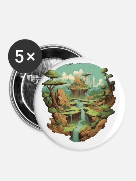 Landschaft - Buttons klein 25 mm (5er Pack) - Weiß