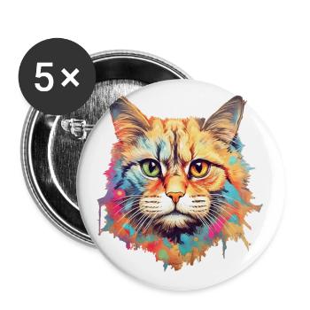 Katze - Buttons klein 25 mm (5er Pack) - Weiß - Vorne