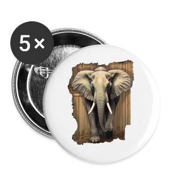 Éléphant - Lot de 5 petits badges (25 mm) - blanc - Devant