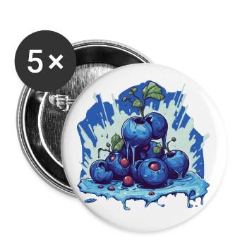 Blaubeere - Buttons klein 25 mm (5er Pack) - Weiß - Vorne