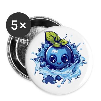 Blaubeere - Buttons klein 25 mm (5er Pack) - Weiß - Vorne
