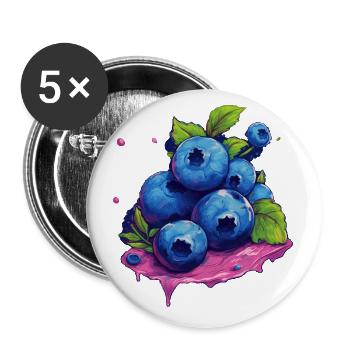 Blaubeere - Buttons klein 25 mm (5er Pack) - Weiß - Vorne