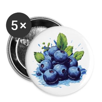Blaubeere - Buttons klein 25 mm (5er Pack) - Weiß - Vorne