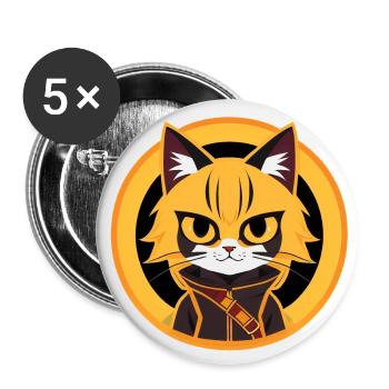 Dessin de chat d’anime orange et jaune - Lot de 5 petits badges (25 mm) - blanc - Devant